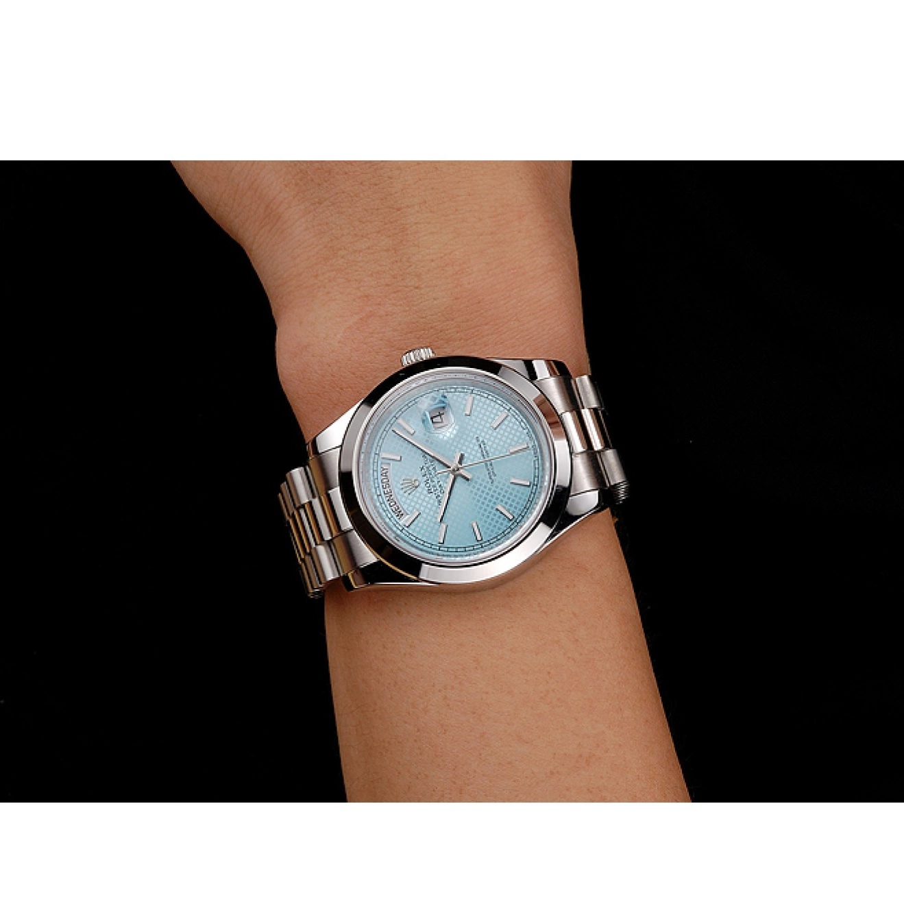 Aaa fake watches Rolex Platinum 40 Ice Case Steel Date Bracelet Dial Stainless Day Blue And Swiss 0616